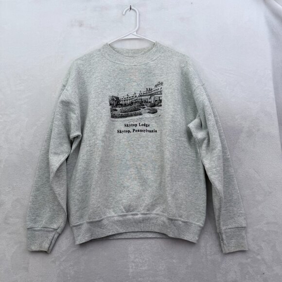 Vintage Skytop Lodge Pennsylvania Sweatshirt Mens L Gray Fleece Pullover - Picture 1 of 8